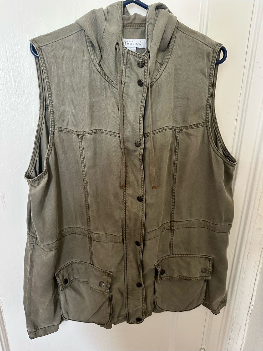 Kenneth Cole Reaction Olive Green Hooded Utility Vest - Women, Size 1X